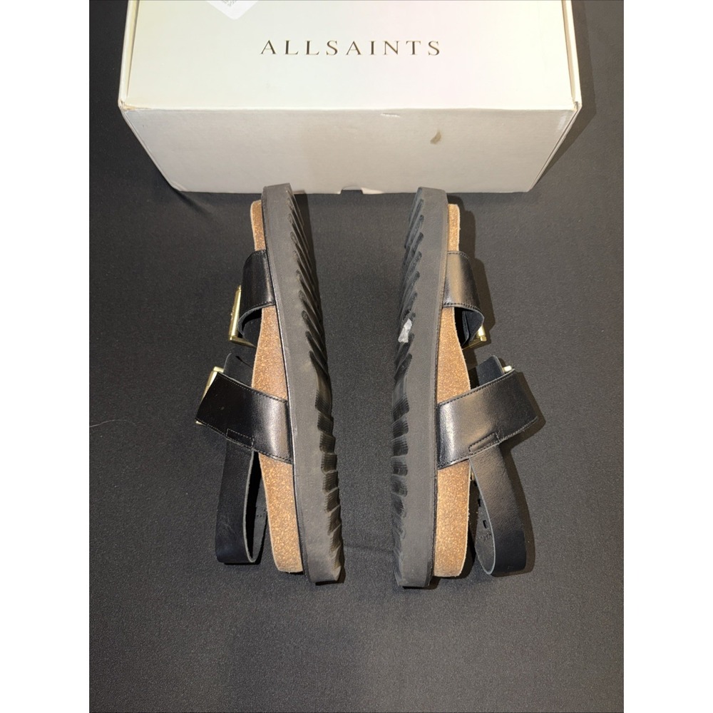 AllSaints ISLA Chunky Leather Women's Sandals Black size US10 EU40 NIB $249 - Picture 6 of 13